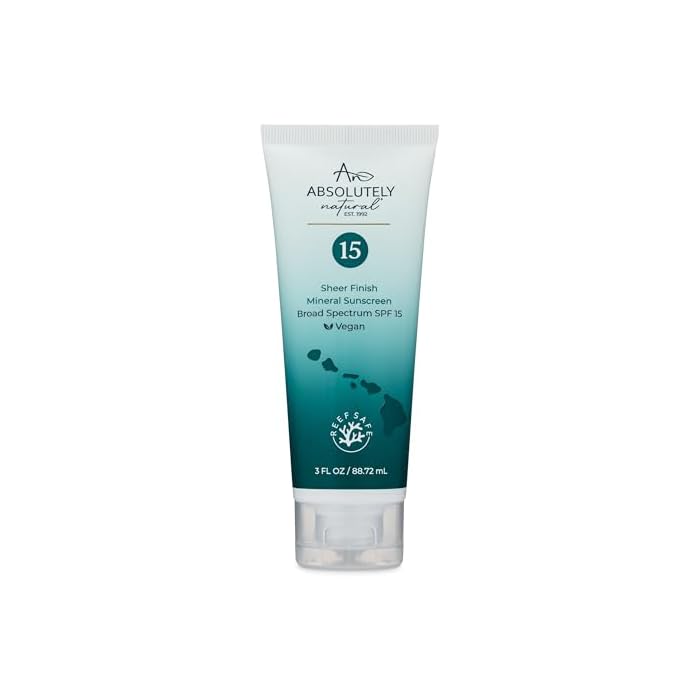 Absolutely Natural - SPF 15 Mineral Sunscreen - Broad Spectrum Water Resistant Moisturizer Lotion For Body & Face - With Non-Nano Zinc Oxide, Vitamin E, & Antioxidants - Made in USA, 3 Oz