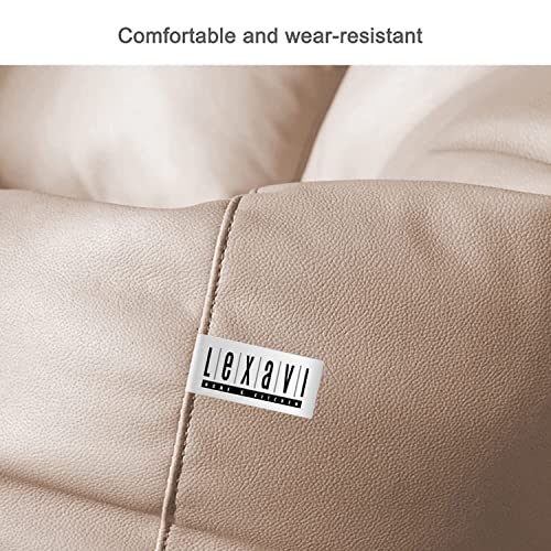 LEXAVI Brand® - 3XL Beanbag + Footrest + Coushion with Beans Filled | Ready to Use |Faux Leather, Colour - (Beige) - Image 3