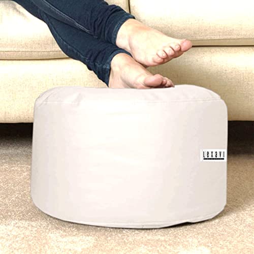 LEXAVI Brand® - 3XL Beanbag + Footrest + Coushion with Beans Filled | Ready to Use |Faux Leather, Colour - (Beige) - Image 4
