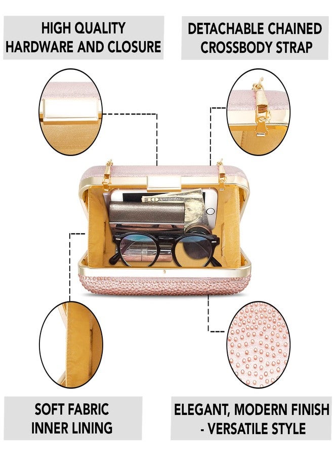 Peora Rose Gold Clutch Purses for Women Handmade Evening Handbags Bridal Clutch(C92C) - Image 3