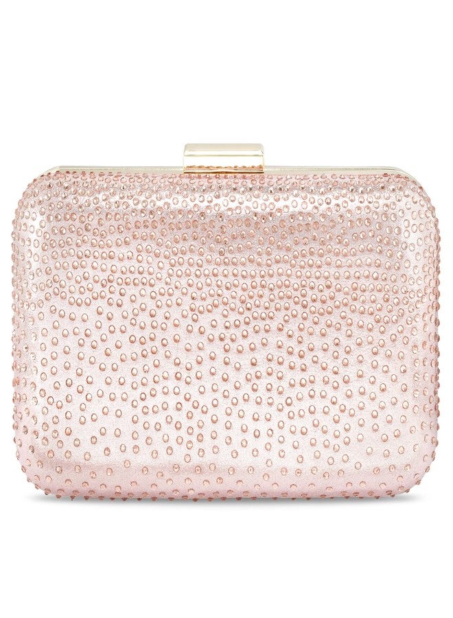 Peora Rose Gold Clutch Purses for Women Handmade Evening Handbags Bridal Clutch(C92C) - Image 1