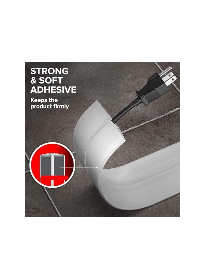 PROMASS 2 Meters Cord Cover Floor Cable Cover Protector Strong Self Adhesive Floor Cord Covers Cord Covers for Floor & Wall Cord Perfect for Home, Office, Workshop, Warehouse, Concert and Cable Cavity - Image 2