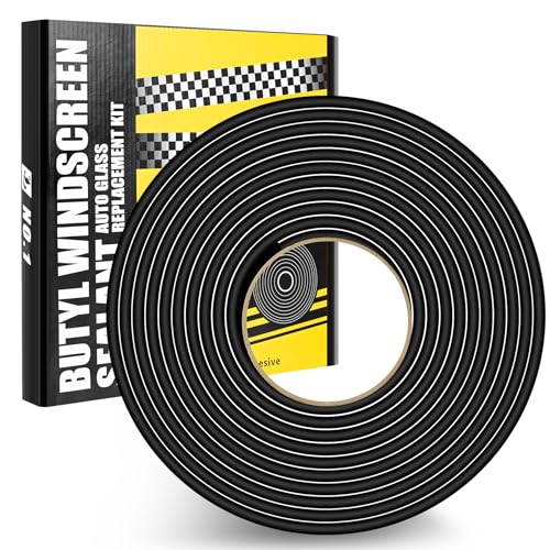 Kikerike Butyl Rubber Tape Headlight Glue Sealant Rope 14.8Ft Diameter 8mm Butyl Putty Foam Strip Butyl Rubber Caulk Sealer for Automotive (Car RV Truck Marine) Window Door Windshield Sealing - Black, 1 Roll - Image 1