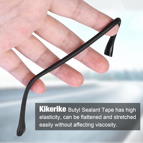Kikerike Butyl Rubber Tape Headlight Glue Sealant Rope 14.8Ft Diameter 8mm Butyl Putty Foam Strip Butyl Rubber Caulk Sealer for Automotive (Car RV Truck Marine) Window Door Windshield Sealing - Black, 1 Roll - Image 4