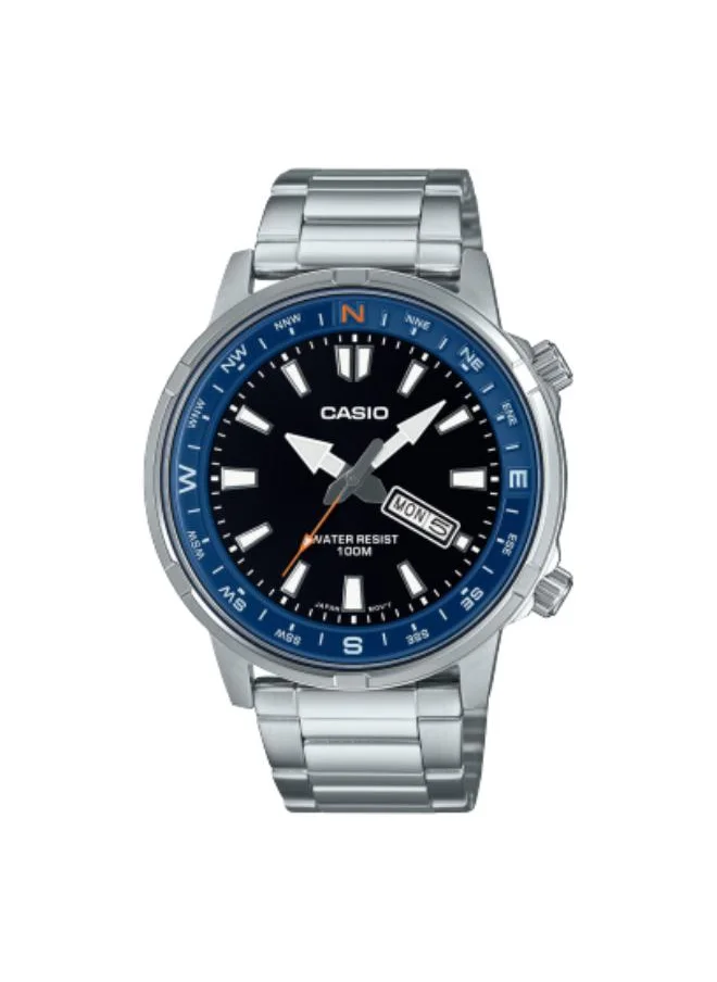 CASIO Men's Analog Display Watch With Silver Stainless Steel Strap - MTD-130D-1A2VDF