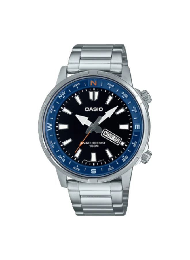 CASIO Men's Stainless Steel Analog Watch MTD-130D-1A2VDF - 44 mm