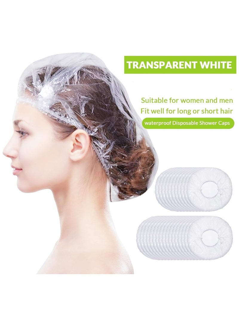 100 Pcs Disposable Shower Caps Bulk 18.2" Plastic Clear Hair Cap Elastic Large Thick Waterproof Bath Caps for Women Hair Care Cleaning Supplies Spa Hotel Hair Salon Home Travel Accessories - Image 3