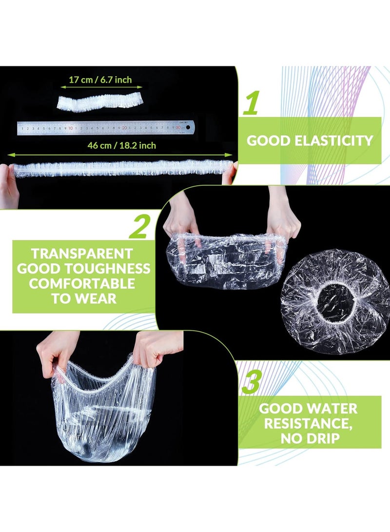 100 Pcs Disposable Shower Caps Bulk 18.2" Plastic Clear Hair Cap Elastic Large Thick Waterproof Bath Caps for Women Hair Care Cleaning Supplies Spa Hotel Hair Salon Home Travel Accessories - Image 4