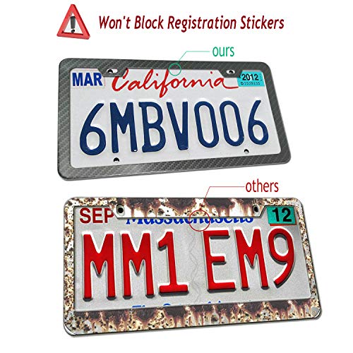 Aootf License Plate Frames Anti Theft- Tamper Proof Carbon Fiber Patterns Car Tag Holder, Heavy Duty Black Aluminum Bracket, Mount Hardware Kit- Stainless Steel Self-Tapping Screws Caps - Image 3