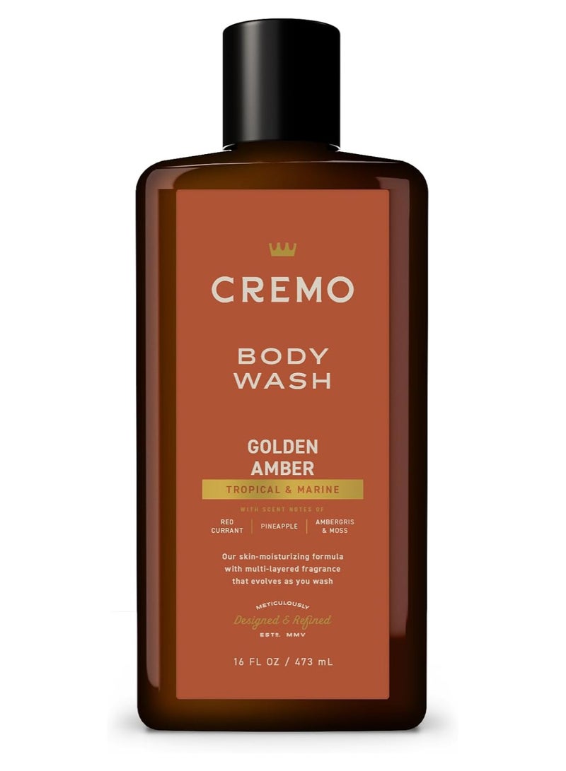 cremo Rich Lathering Golden Amber Body Wash for Men 16 Fl Oz - Image 1