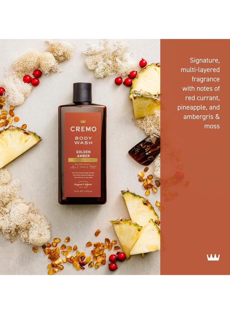cremo Rich Lathering Golden Amber Body Wash for Men 16 Fl Oz - Image 2