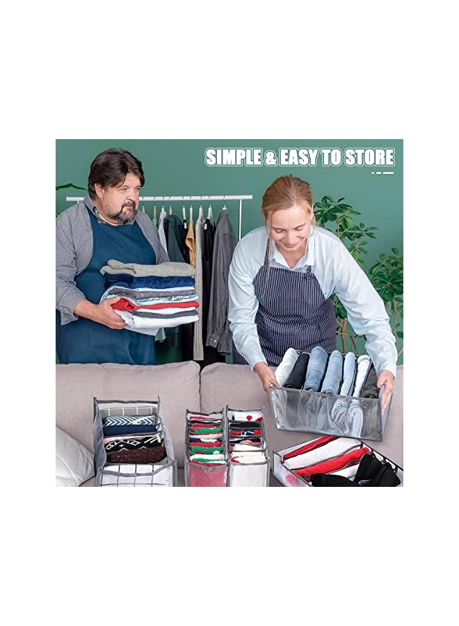 Green Tiger Wardrobe Clothes Organizer for Jeans, Upgraded Drawer Organizers for Clothing with Handle Foldable, Drawer Organizers Clothes for Family (6 Packs: Shirt+Jeans+T-Shirt+Bra+Underwear+Socks, Gray) - Image 5