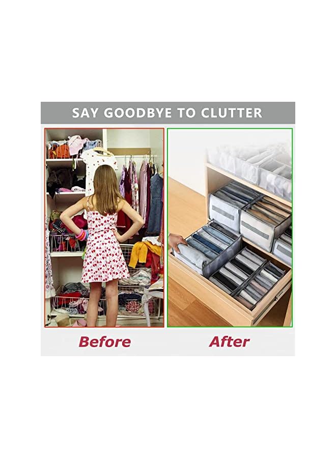 Green Tiger Wardrobe Clothes Organizer for Jeans, Upgraded Drawer Organizers for Clothing with Handle Foldable, Drawer Organizers Clothes for Family (6 Packs: Shirt+Jeans+T-Shirt+Bra+Underwear+Socks, Gray) - Image 3