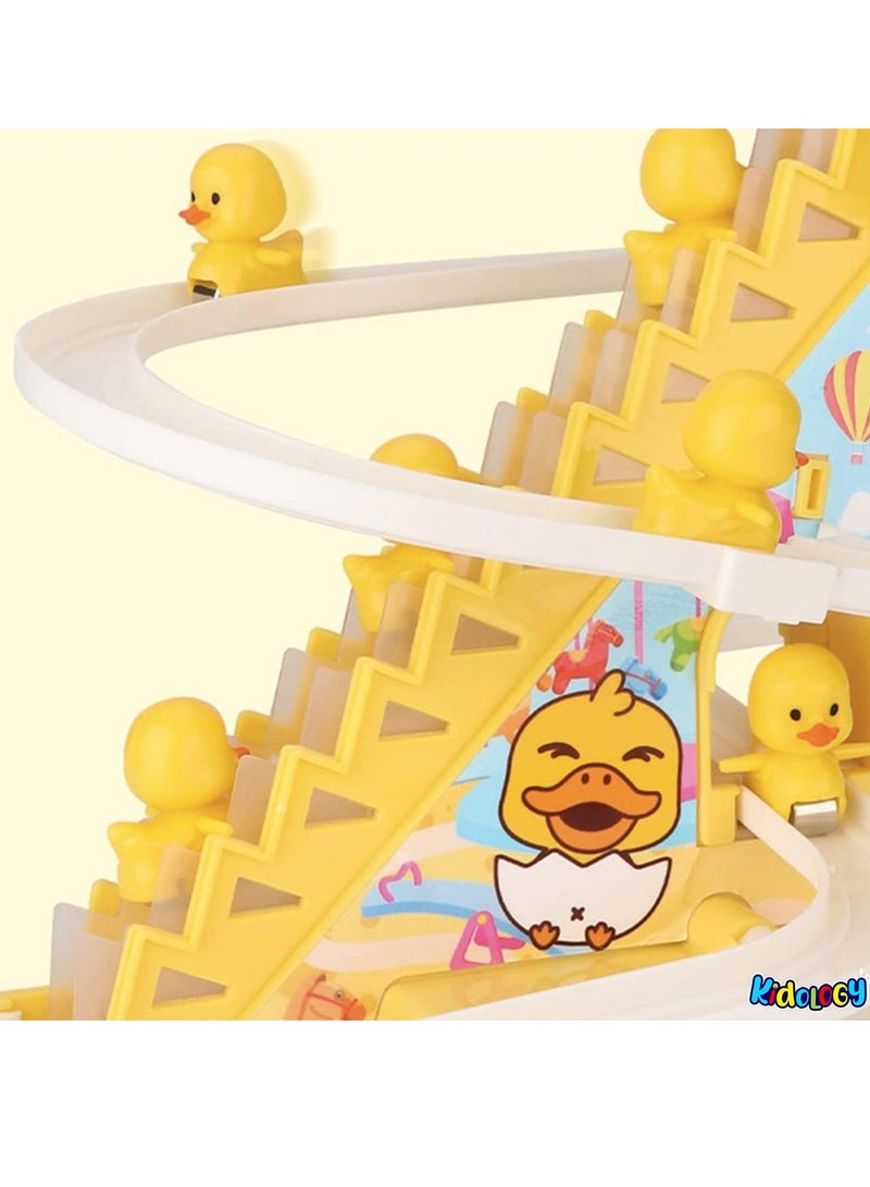 Kidology Kids Electric Stair Climbing Track Toy, Spinning Duck Toys with Flashing Lights and Music for Toddler Boys Girls (Track and 3 Ducks) - Image 2