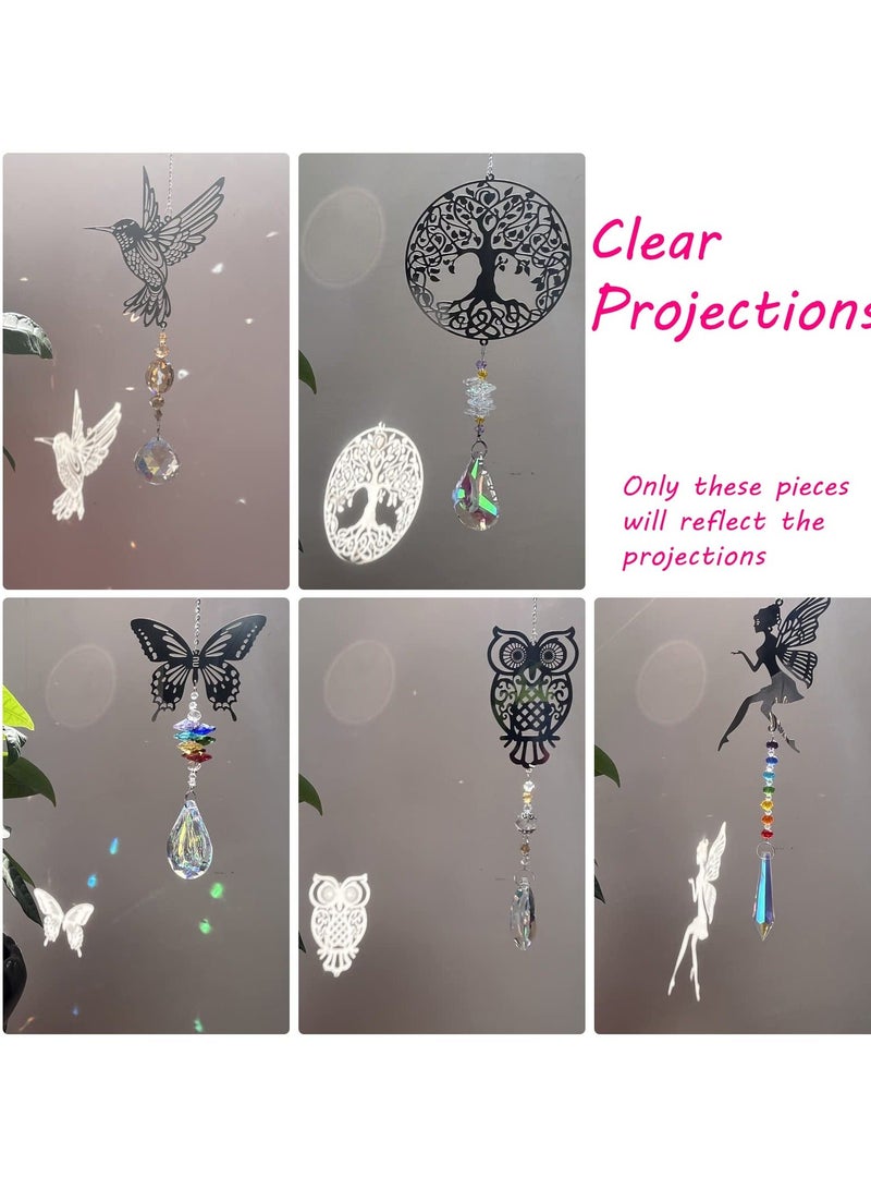 XiuWoo Crystal Suncatchers with Prisms Hanging, Sun Catcher Decor Indoor Rainbow Maker Ornament Owl Hummingbird Butterfly Prism Suncatchers, Wind Chime Windows Garden Decorations Pack of 5 - Image 5