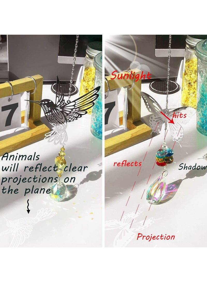 XiuWoo Crystal Suncatchers with Prisms Hanging, Sun Catcher Decor Indoor Rainbow Maker Ornament Owl Hummingbird Butterfly Prism Suncatchers, Wind Chime Windows Garden Decorations Pack of 5 - Image 4