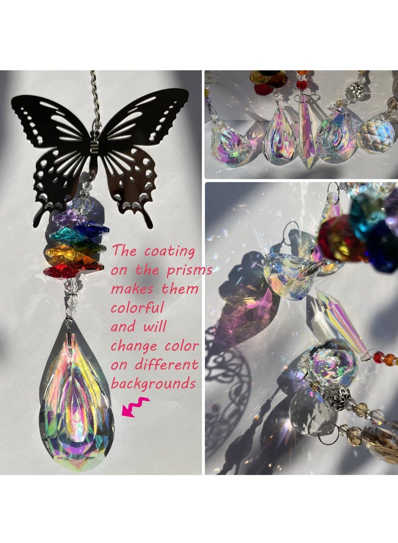 XiuWoo Crystal Suncatchers with Prisms Hanging, Sun Catcher Decor Indoor Rainbow Maker Ornament Owl Hummingbird Butterfly Prism Suncatchers, Wind Chime Windows Garden Decorations Pack of 5 - Image 3