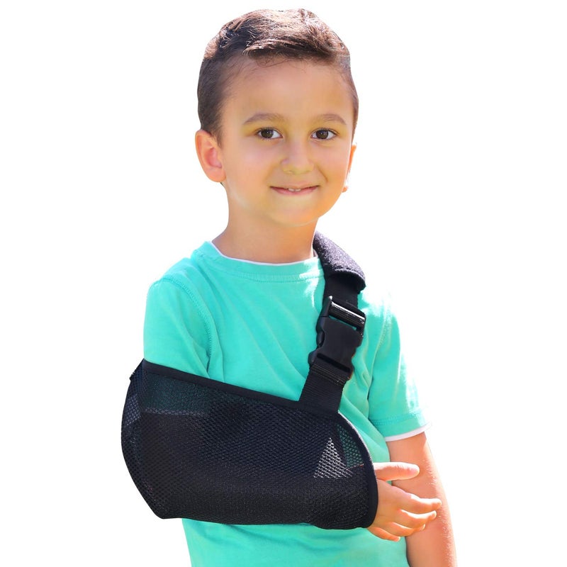 SOLES SOLES81 Pediatric Mesh Arm Sling with Padded Shoulder Strap Black - Image 1
