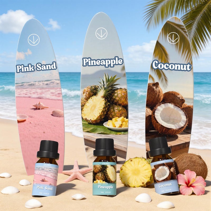 SALUBRITO Summer Fragrance Oils Set, Premium Essential Oils Set for Diffuser, Candle, Soap Making, Fresh Cotton, Coconut, Mojito, Pineapple, Ocean Breeze, Pink Island, Strong Scented Oils - Image 4