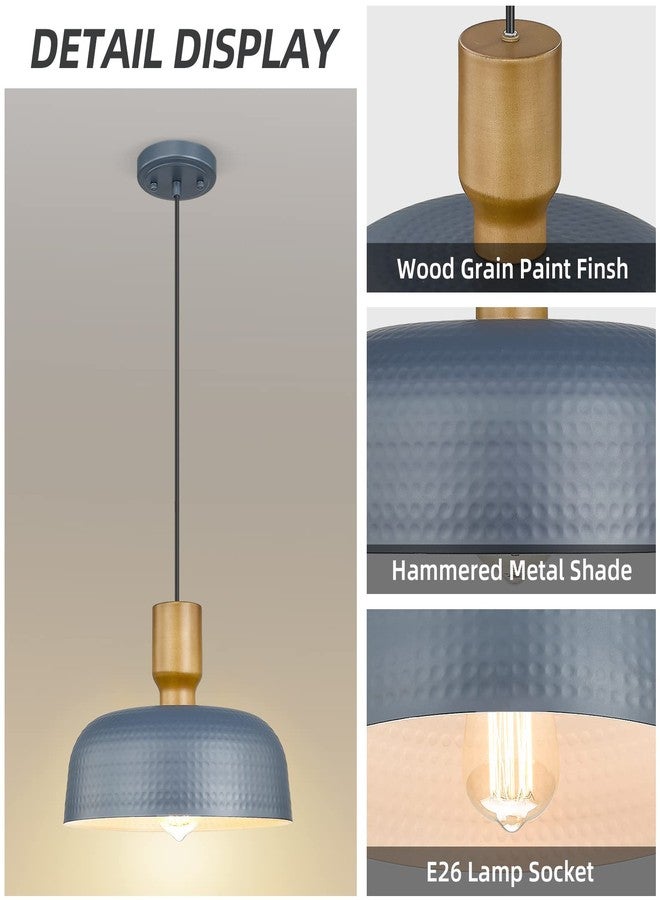 Darkaway Pendant Light Fixtures Ceiling Hanging with Hammered Metal Shade, Modern Pendant Light for Kitchen Island Lighting Hanging Lamp Adjustable Height, Medium - Image 2
