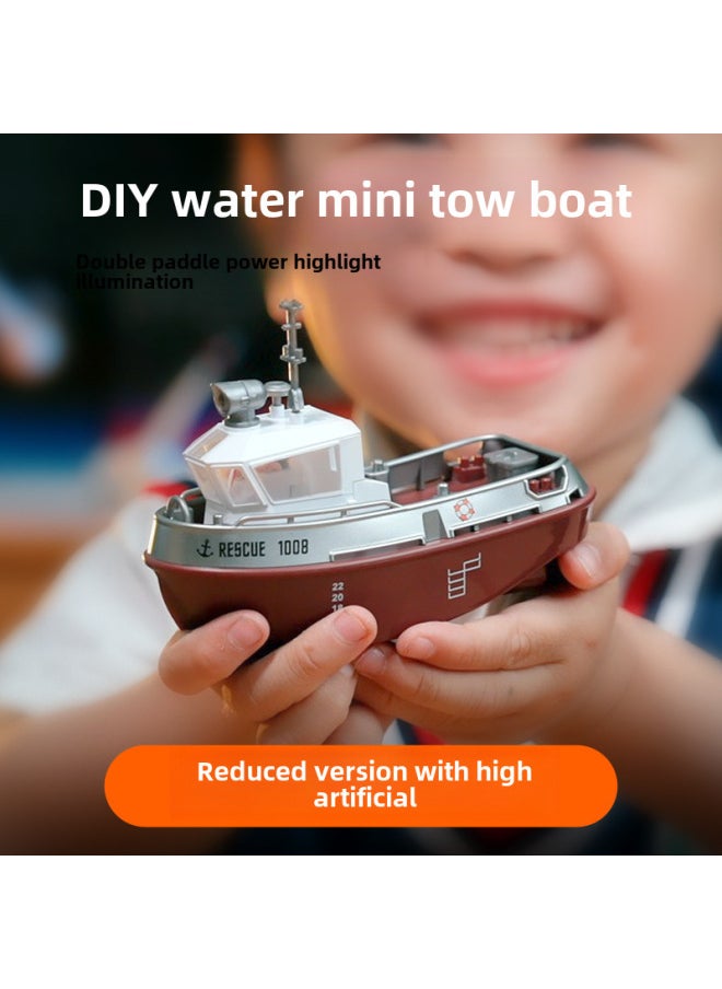 Mini Remote Control Tug Can Be Launched Wireless Electric High-speed Speedboat Ship Children's Water Simulation Toy Boat Model-Color:Purple  - Image 5