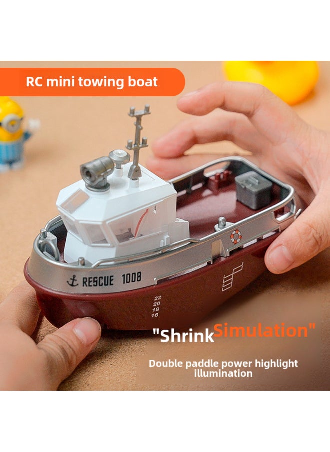 Mini Remote Control Tug Can Be Launched Wireless Electric High-speed Speedboat Ship Children's Water Simulation Toy Boat Model-Color:Purple  - Image 2