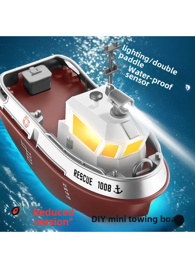 Mini Remote Control Tug Can Be Launched Wireless Electric High-speed Speedboat Ship Children's Water Simulation Toy Boat Model-Color:Purple  - Image 3