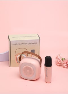 Generic Mini Karaoke Machine Wireless Bluetooth Karaoke Microphone Portable Bluetooth Speaker with Wireless Microphone with LED Light, Gift Pink for Kids and Adults  - Image 2