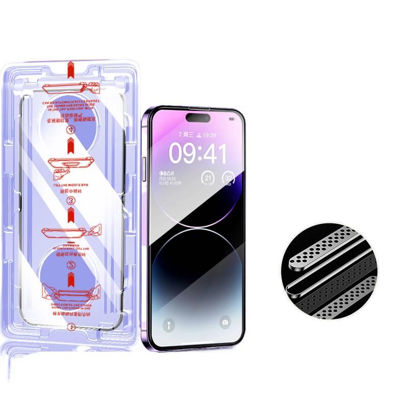 غطاء هاتف بGlass باللون أسود لـ iPhone 15 / 15 Plus / 15 Pro / 15 Pro Max مع مكافحة التطفل ومقاومة بصمات الأصابع مع مقاوم للصدمات مع حماية من السقوط مع مقاومة الغبار للمدرسة - Image 5