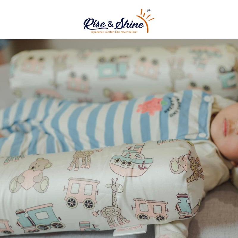 Rise & Shine Memory Foam Baby Bolster Pillow Cushion with Washable Outer Cover - (22x5) White - Set of 2 - Image 4