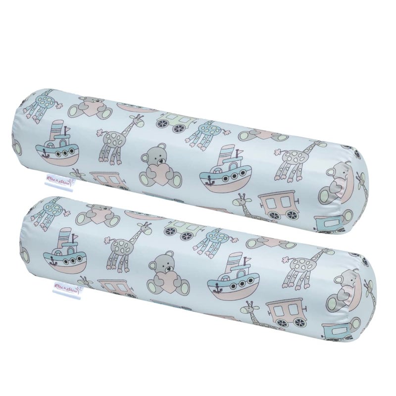 Rise & Shine Memory Foam Baby Bolster Pillow Cushion with Washable Outer Cover - (22x5) White - Set of 2 - Image 1