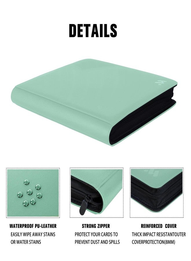 MORABTO Premium 1000+ Pockets Card Binder,16 Pockets Trading Card Binder Ringless Side Loading Trading Card Album Folder for TCG - Light Green - Image 5