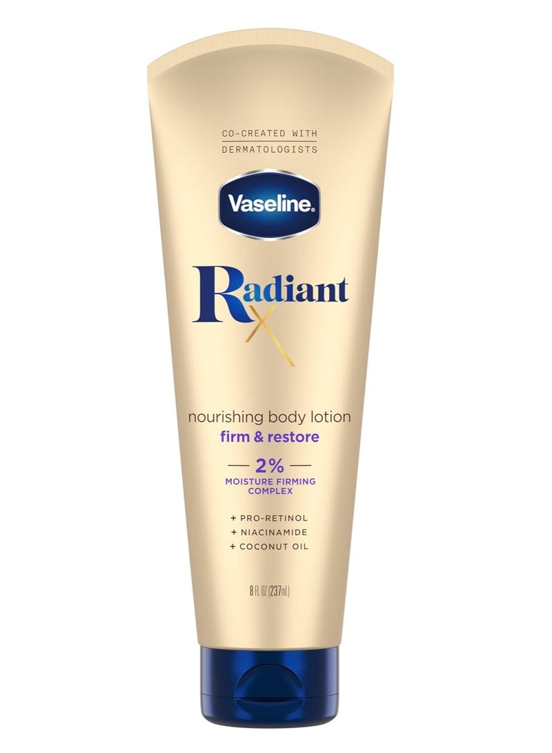 فازلين راديانت إكس فيرم آند ريستور مع برو-ريتينول، نياسيناميد وزيت جوز الهند، لوشن مغذي للجسم، 8 أونصة - Image 1