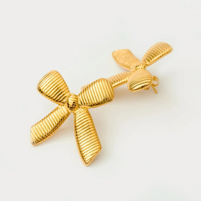 noya Rosalind Bow Earrings - 18K Gold Plated