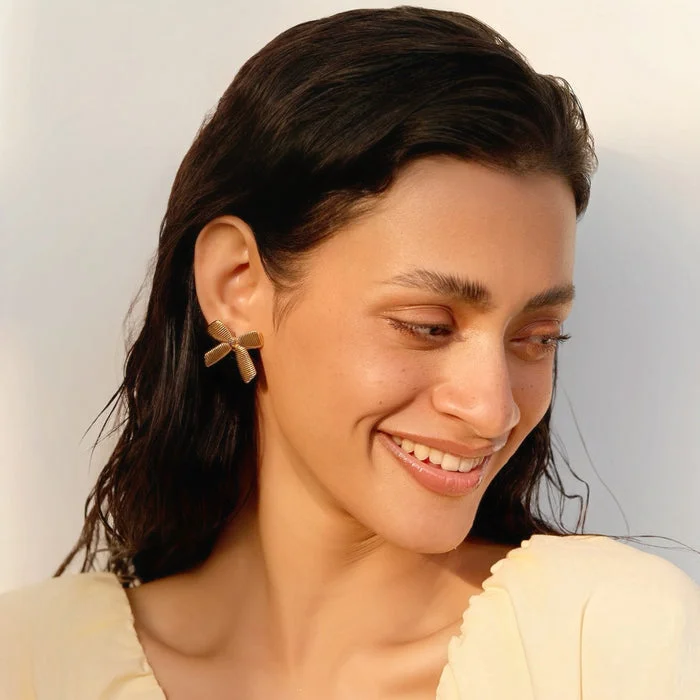 noya Rosalind Bow Earrings - 18K Gold Plated