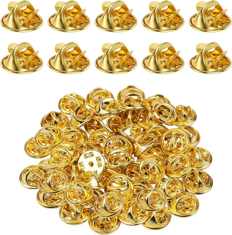 Weico 50PCS Metal Pin Backings, Locking Pin Backs for Enamel Pins, Lapel Pin Backs Replacement (Gold) - Image 1