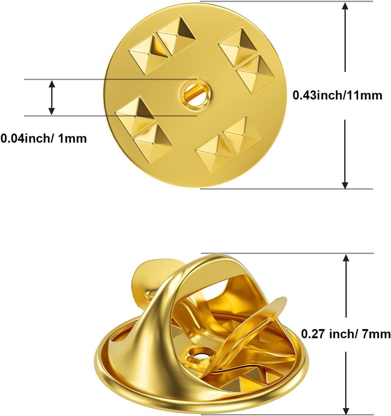 Weico 50PCS Metal Pin Backings, Locking Pin Backs for Enamel Pins, Lapel Pin Backs Replacement (Gold) - Image 2