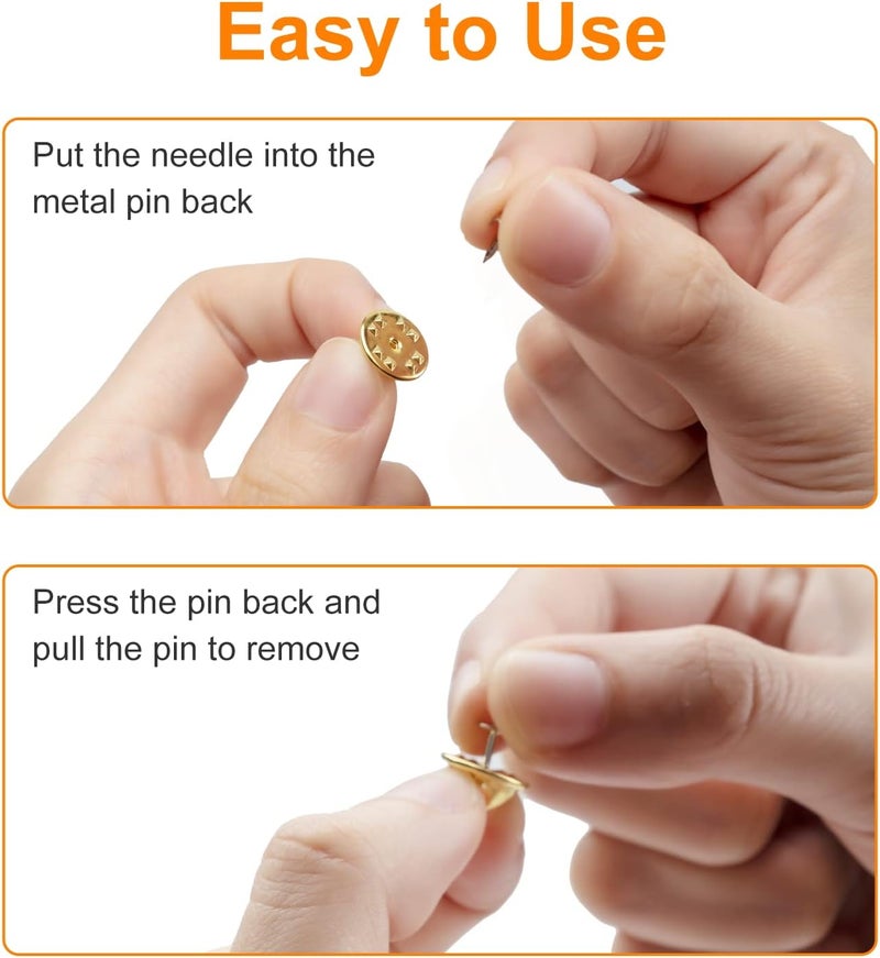 Weico 50PCS Metal Pin Backings, Locking Pin Backs for Enamel Pins, Lapel Pin Backs Replacement (Gold) - Image 3