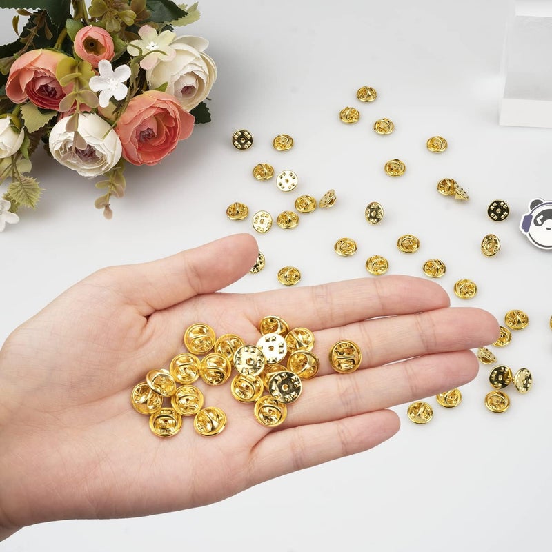 Weico 50PCS Metal Pin Backings, Locking Pin Backs for Enamel Pins, Lapel Pin Backs Replacement (Gold) - Image 4