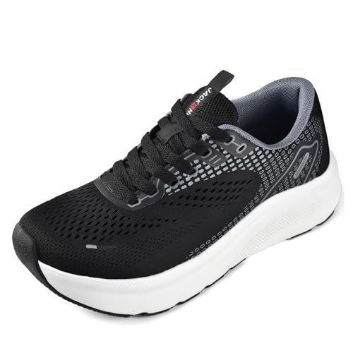 JACKSHIBO Wide Toe Box Shoes Women Arch Support Wide Sneakers for Running Walking Athletic Tennis Orthopedic Plantar Fasciitis Workout with Thick Cushion Zero Drop Sole Width Shoes Black/White - Image 1
