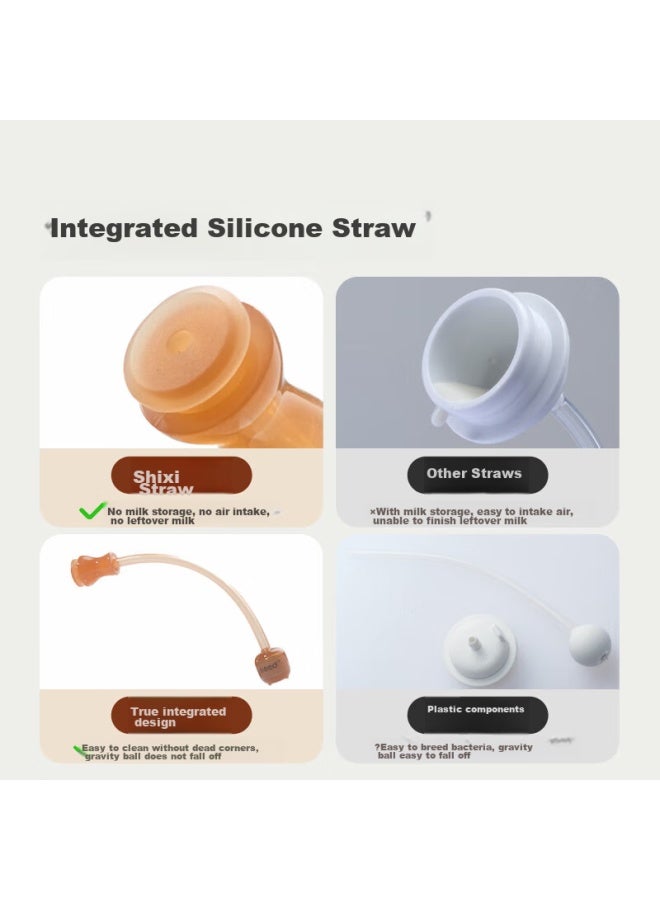 Shixi Straw Bottle For 1-3 Years Old Direct Drinking Cup, Baby Ppsu, For 12 Months And Above, 300ml With Gravity Ball Handle - Image 4