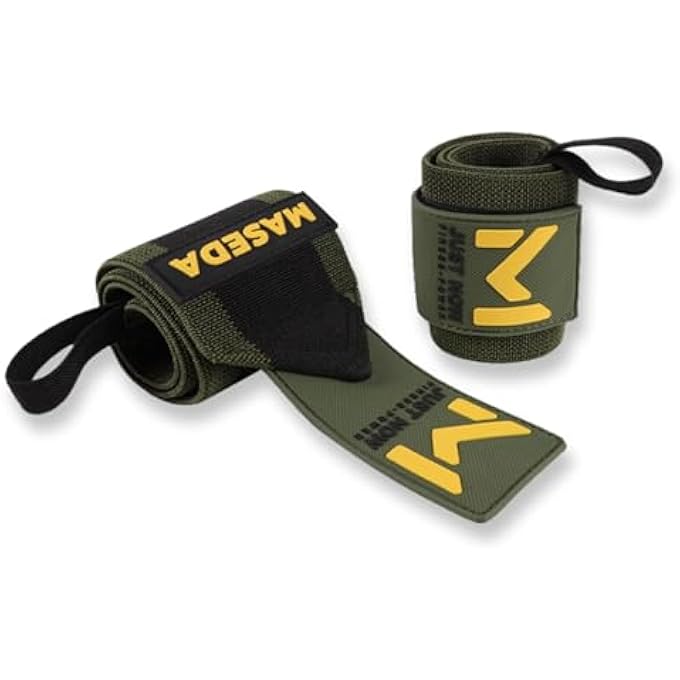 Maseda Premium Weightlifting Wrist Wraps Professional Quality Wrists Support With Thumb Loop 2 Pack Wrists Compression Strap For Weightlifting Wrist Support For Powerlifting Fitness Adjustable Green - Image 2