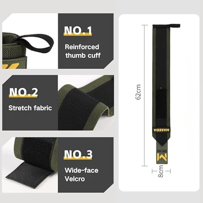 Maseda Premium Weightlifting Wrist Wraps Professional Quality Wrists Support With Thumb Loop 2 Pack Wrists Compression Strap For Weightlifting Wrist Support For Powerlifting Fitness Adjustable Green - Image 4