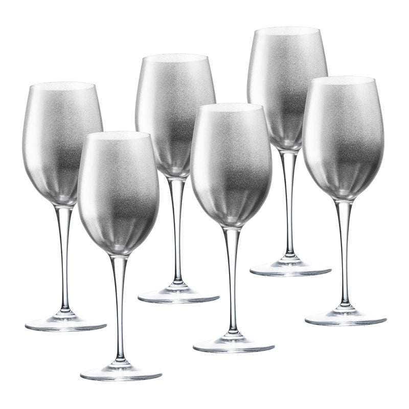 Barski Goblet, Red Wine Glass, Water Glass, Glass is Decorated in Silver, Stemmed Glasses, Set of 6 Goblets, 18 oz, Made in Europe - Image 1