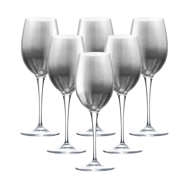 Barski Goblet, Red Wine Glass, Water Glass, Glass is Decorated in Silver, Stemmed Glasses, Set of 6 Goblets, 18 oz, Made in Europe - Image 5