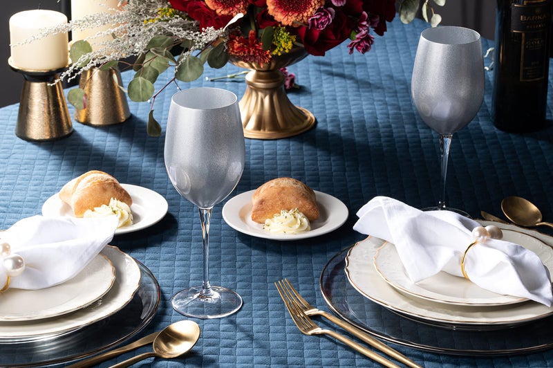 Barski Goblet, Red Wine Glass, Water Glass, Glass is Decorated in Silver, Stemmed Glasses, Set of 6 Goblets, 18 oz, Made in Europe - Image 3