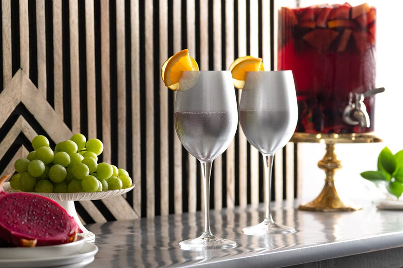 Barski Goblet, Red Wine Glass, Water Glass, Glass is Decorated in Silver, Stemmed Glasses, Set of 6 Goblets, 18 oz, Made in Europe - Image 2