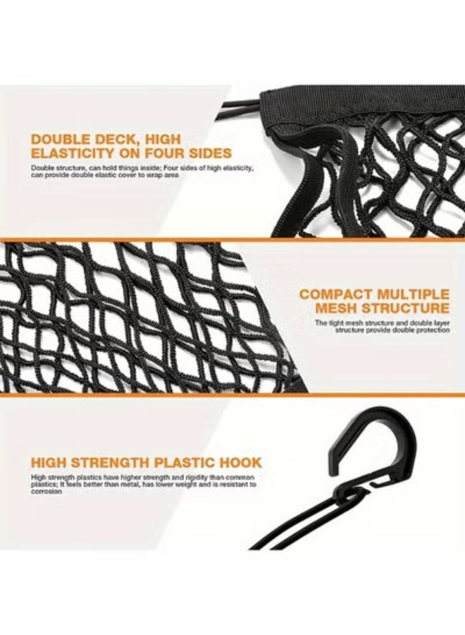 COYO Upgrade Cargo Net for Motorcycle Helmet Storage, High-Elastic Double Layer Bungee Net with 4 Strong Hooks, Luggage Strap Rack Expansion Organizer Net Pocket for Motorbike Trike Cycle - Image 4