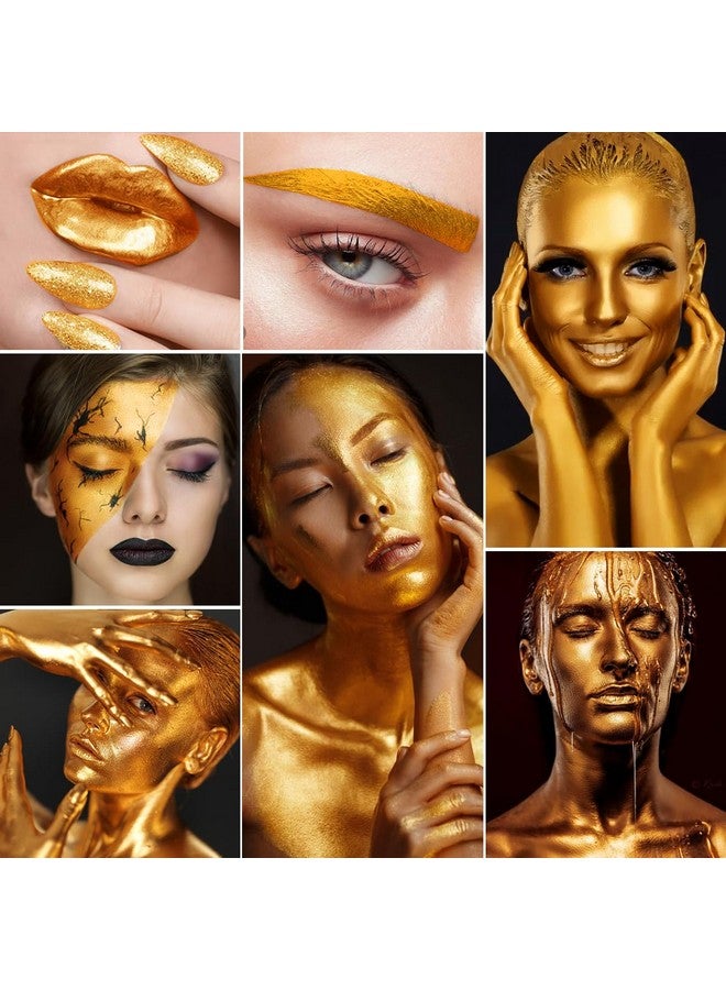 BEUSELF Gold Face Body Paint Metallic Powder Kit, Highly Pigmented Golden Metal Powder Face Painting With Mixing Liquid (1.06Oz) And 2 Brushes, Halloween Makeup Kit For Special Fx, Stage, Cosplay, Craft, Cos  - Image 2