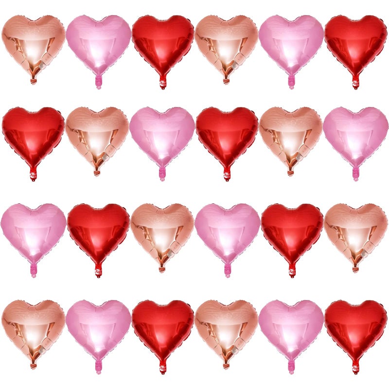 Froova Heart Balloons 24 Pcs 18 Inch Valentines Day Balloons Red Pink Rose Gold Heart Shaped Mylar Balloon for Girls Women Anniversary Sweet Valentine Day Romantic Decorations Special Night Party - Image 1